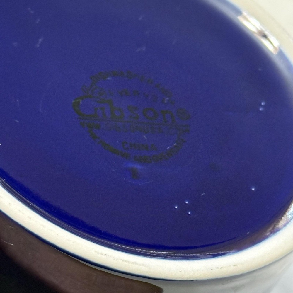 Gibson Sensations II Cobalt Blue Stoneware Canister Jar w Lid Kitchen Storage - Picture 8 of 10